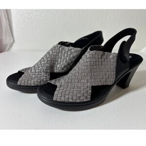 Bernie Mev NWOT Size 6 (EU 37) Beatrice Slingback Block Heel Open Toe Pewter